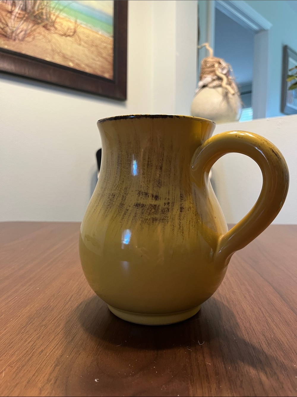 Vintage De Silva Terre D’Umbroa Mustard Yellow Pitcher - Home Art Collection
